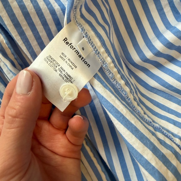 Reformation Blue and White Striped Button Down Shirt - Picture 2 of 3